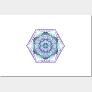 Purple and Green Watercolor Hexagon Posters and Art